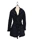 Nikki D Hooded Waist Tie Jacket in Dark Blue