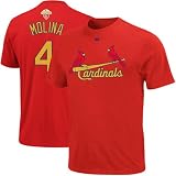MLB Majestic Yadier Molina St. Louis Cardinals #4 Gold Program World Series Champs T-Shirt - Red (Small)