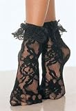 Lace Anklet Sock in Black, White, Red, or Pink
