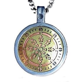 Japanese WHEEL OF LAW Talisman Amulet Pendant Necklace