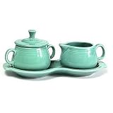Kitchen & Housewares : Homer Laughlin China Fiesta Turquoise Sugar & Creamer with Tray