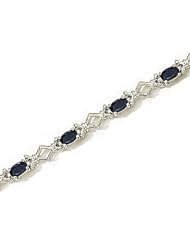 14kt Yellow Gold Oval Blue Sapphire and Diamond Bracelet