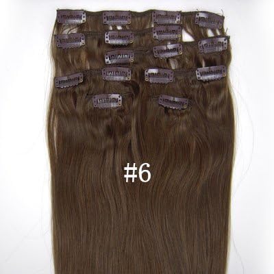 6#-chestnut Brown 20'' 26'' 160g 10pcs/set Real Remy Human Hair Clip in on Human Hair Extensions Free Shipping (26'' 160g 10pcs/set)