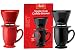 Melitta Ready Set Joe's Black/Red Cone Filter Holder with Ceramic Mug Set (Pack of 4)