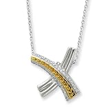 Sterling Silver and Accented with Gold Plating CZ 18 Inch Necklace