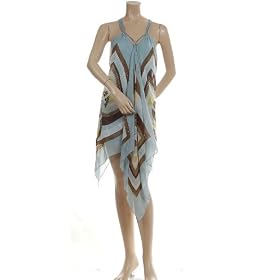BCBG AQUAMIST SILK BEADED SCARF MINI DRESS NEW 0