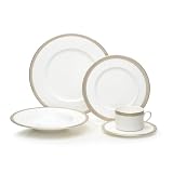 Mikasa Woven Cable Gold 5-Piece Dinnerware Set Service for 1, White