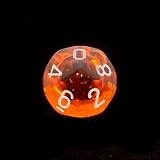 Translucent 10-sided Dice, Orange with white