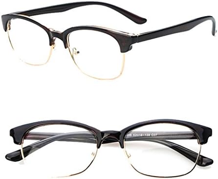 WenVen Vintage Inspired Classic Half Frame Horn Rimmed Clear Lens Glasses(Brown,One Size)