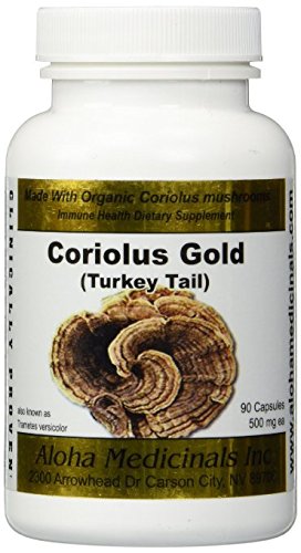 Aloha Medicinals - Organic Pure Turkey Tail (Coriolus Golf) - 500mg 90 Vegetarian Capsules