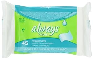 Always Always Wipes Refill Lightly Scented 45 Count (Pack of 4)