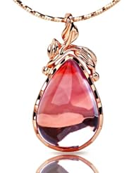 Honeystore Girls Rose Gold Natural Crystal Pendant Color Pink