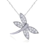 1/4 Ctw Diamond 14K White Gold Dragonfly Pendant