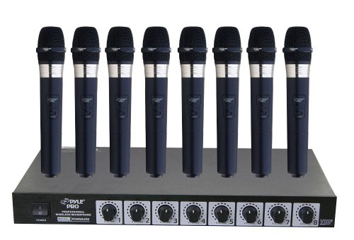 Pyle-Pro - 8 Mic Professional Handheld VHF Wireless Microphone System