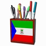 Equatorial Guinea Flag Mahogany Wood Pencil Holder
