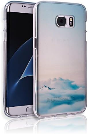 S7Edge Case [Ultra Slim TPU Bumper] [Flexible Gel] [Semi Transparent] [3D UV Coated Print] Colorful Jelly Back Cover S 7 Edge Anti-Scratch Graphic Soft Shell Light Samsung Galaxy S7 Edge (Sky)