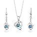 Sterling Silver 2.50 carats total weight Trillion Cut Swiss Blue Topaz Pendant Earrings and 18 inch Necklace Set