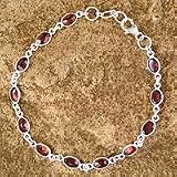 NOVICA Garnet bracelet, 'Romantic Red'