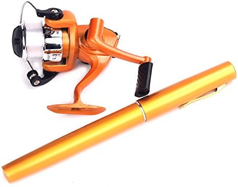 Mini Portable Adjustable Carbon Fiber&Alloy Pocket Fishing Rod Pole and Reel Combo, Travel Spinning Fishing Rod Pen Pole Telescopic Sea Rod and Reel £¨YELLOW)