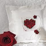 Flower of Love In Romantic Red Square Ring Pillow