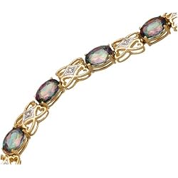 Topaz místico do ouro amarelo e bracelete 10k do diamante