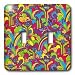 Lee Hiller Designs 60s Retro Print - Psychedelic MOD Trees and Rainbows Purple Pink Yellow Sky - Light Switch Covers - double toggle switch