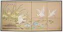 Asian D&eacute;cor & Gifts - 36" x 72" Birds on Pond Japanese Style Brush Art Oriental Wall Screen Painting