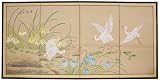 Asian D�cor & Gifts - 36 x 72 Birds on Pond Japanese Style Brush Art Oriental Wall Screen Painting