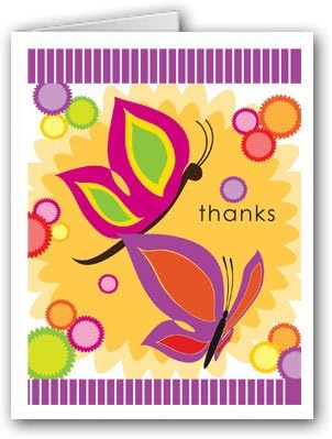 Color Butterfly Thank You Note Card - 10 Boxed Cards & Envelopes