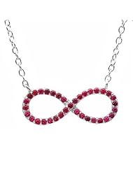 Created Ruby Infinity Necklace in Sterling Silver Adjustable 16-18inch