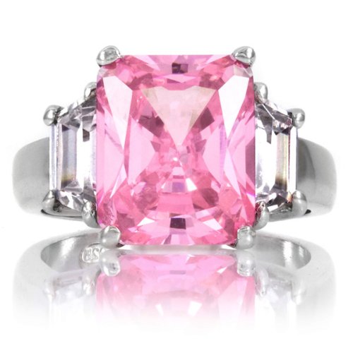 Bague de fiançailles à diamant rose simulé â Inspiré de Jlo Bague de fiançailles à diamant rose simulé â Inspiré de Jlo