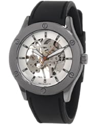Breda Womens 1450_gun/black "Addison" Mechanical See-Through Silicone Band Watch