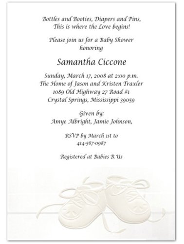 41ZN1 Ux87L Embossed Booties Baby Shower Invitations   Set of 20