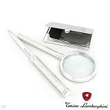 Perfect Gift! Tonino Lamborghini Italian Design Marvelous Set of Three: Letter Opener, Business Card Holder and Magnifier