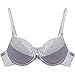 Ekouaer Women's Satin Demi Minimizer Underwire Bra Sexy Everyday Bra Gray