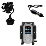 Auto Cup Holder with Car Charger for the RCA M4102 Digital Music Player – uses Gomadic TipExchange Technology