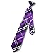 Vesuvio Napoli Boy's CLIP-ON NeckTie PURPLE BLACK WHITE PLAID Youth Neck Tie