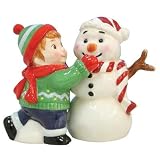 Mwah Boy Making Snowman Salt and Pepper Shakers by Westland Giftware