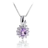 Sterling Silver Oval Amethyst w/Cz Pendnt