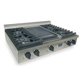 TTN037-7 Five Star 36'' Natural Gas Pro Cooktop with 4 Sealed Burners & Reversible Grill/Griddle - Stainless Steel
