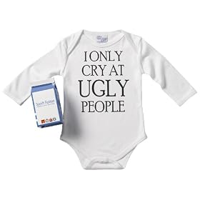 Spoilt Rotten - Only Cry At UGLY People Body b�b�, 100 % coton bio : Tailles disponibles de 0 � 18 M, BLANC/NOIR + jolie bo�te cadeau en forme de brique de lait