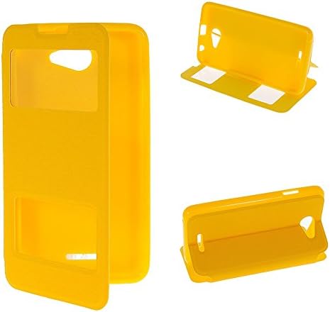 MOLADO Case for HTC Desire 516 dual sim, Yellow Stylish Folio Case 2 View Window Ultra Thin Flip Cover