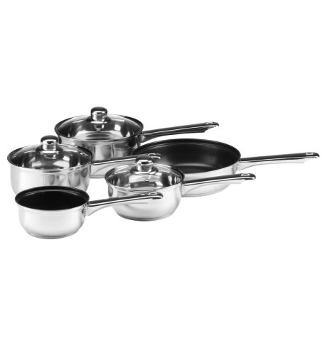 Set of 5 Stainless Steel Saucepans