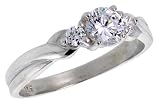 Sterling Silver .47 Carat Size Brilliant Cut Cubic Zircon Bridal Ring