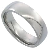 Surgical Steel 6mm Domed Wedding Band Thumb Ring Comfort-Fit High Polish, sizes 5 to 12