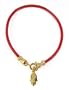 Genuine Leather 14K Gold Vermeil Hamsa Bracelet, 6.5 inches