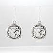 Round Om or Aum Sterling Silver Dangle Earrings, #8558