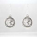 Round Om or Aum Sterling Silver Dangle Earrings, #8558