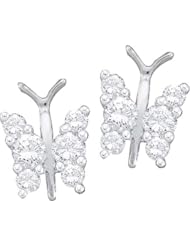 Real Diamond Earrings 0.25CTW DIAMOND BUTTERFLY EARRINGS White-gold 14K