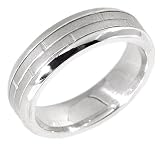 14K. White Gold Brick Design Comfort Fit Wedding Band Ring